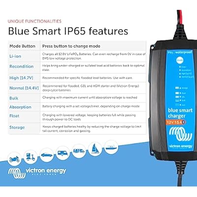 Victron Energy Blue Smart IP65 12-Volt 15 amp Battery Charger (Bluetooth)